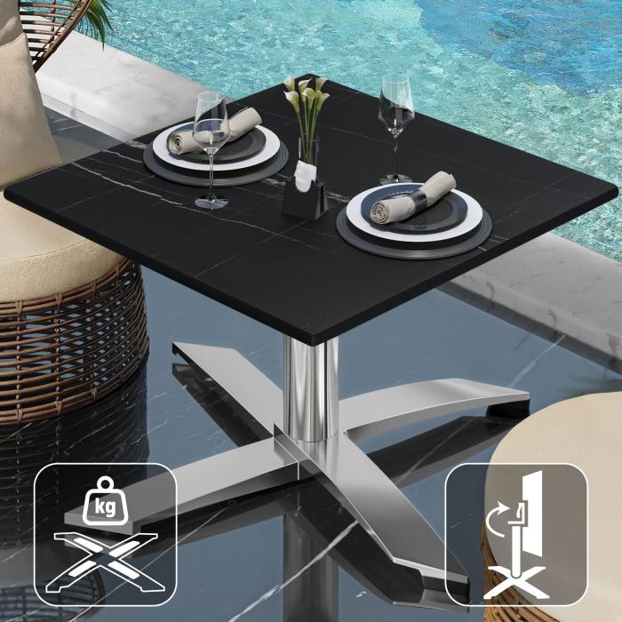 CPTG | Table de salon Bistro | L:P:H 70 x 70 x 39 cm | Marbre noir / Aluminium | Pliable/ Poids supplémentaire CPTG | Table de salon Bistro | L:P:H 70 x 70 x 39 cm | Marbre noir / Aluminium | Pliable/ Poids supplémentaire