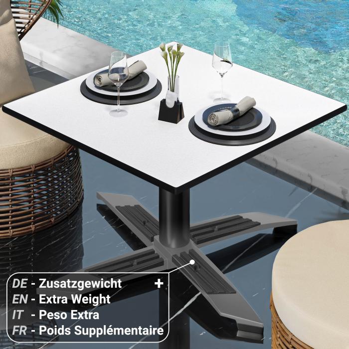 CPTG | Bistro lounge bord | B:D:H 60 x 60 x 39 cm | Vit / Aluminium Svart | Fällbart/ extra vikt CPTG | Bistro lounge bord | B:D:H 60 x 60 x 39 cm | Vit / Aluminium Svart | Fällbart/ extra vikt
