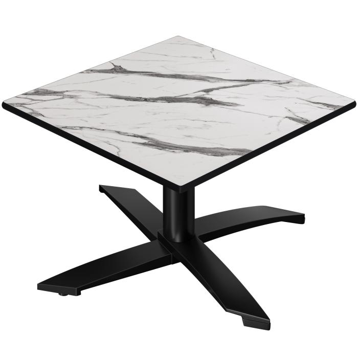 CPTG | Bistro salongbord | B:D:H 60 x 60 x 39 cm | Hvit marmor / aluminium svart | Sammenleggbar/tilleggsvekt