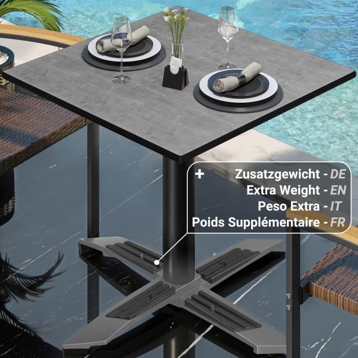 CPTG | Bistrobord | B:D:H 70 x 70 x 75 cm | Betong / Aluminium Svart | Sammenleggbar/tilleggsvekt CPTG | Bistrobord | B:D:H 70 x 70 x 75 cm | Betong / Aluminium Svart | Sammenleggbar/tilleggsvekt
