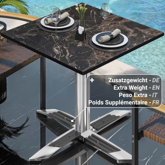 CPTG | Bistrobord | B:D:H 70 x 70 x 75 cm | Cappuccino marmor / aluminium | Sammenleggbar/tilleggsvekt CPTG | Bistrobord | B:D:H 70 x 70 x 75 cm | Cappuccino marmor / aluminium | Sammenleggbar/tilleggsvekt