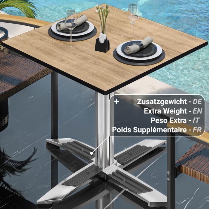 CPTG | Bistrobord | B:D:H 70 x 70 x 75 cm | Eik / aluminium | Sammenleggbar/tilleggsvekt CPTG | Bistrobord | B:D:H 70 x 70 x 75 cm | Eik / aluminium | Sammenleggbar/tilleggsvekt