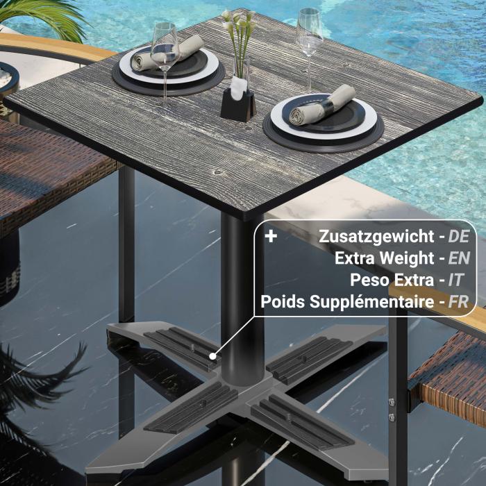CPTG | Bistrobord | B:D:H 60 x 60 x 75 cm | Rustikk Furu / Aluminium Svart | Sammenleggbar/tilleggsvekt CPTG | Bistrobord | B:D:H 60 x 60 x 75 cm | Rustikk Furu / Aluminium Svart | Sammenleggbar/tilleggsvekt