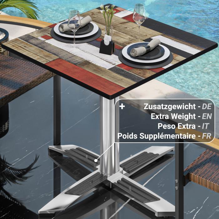 CPTG | Bistrobord | B:D:H 70 x 70 x 75 cm | Vintage Fargerike / Aluminium | Sammenleggbar/tilleggsvekt CPTG | Bistrobord | B:D:H 70 x 70 x 75 cm | Vintage Fargerike / Aluminium | Sammenleggbar/tilleggsvekt