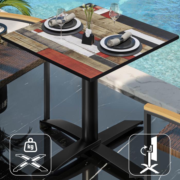 CPTG | Bistrobord | B:D:H 60 x 60 x 75 cm | Vintage Fargerike / Aluminium Svart | Sammenleggbar/tilleggsvekt CPTG | Bistrobord | B:D:H 60 x 60 x 75 cm | Vintage Fargerike / Aluminium Svart | Sammenleggbar/tilleggsvekt