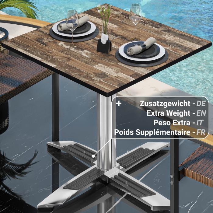 CPTG | Bistrobord | B:D:H 70 x 70 x 75 cm | Vintage gammel / aluminium | Sammenleggbar/tilleggsvekt CPTG | Bistrobord | B:D:H 70 x 70 x 75 cm | Vintage gammel / aluminium | Sammenleggbar/tilleggsvekt