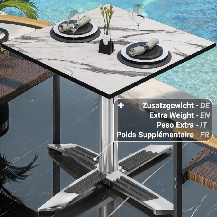 CPTG | Bistrobord | B:D:H 70 x 70 x 75 cm | Hvit marmor / aluminium | Sammenleggbar/tilleggsvekt CPTG | Bistrobord | B:D:H 70 x 70 x 75 cm | Hvit marmor / aluminium | Sammenleggbar/tilleggsvekt