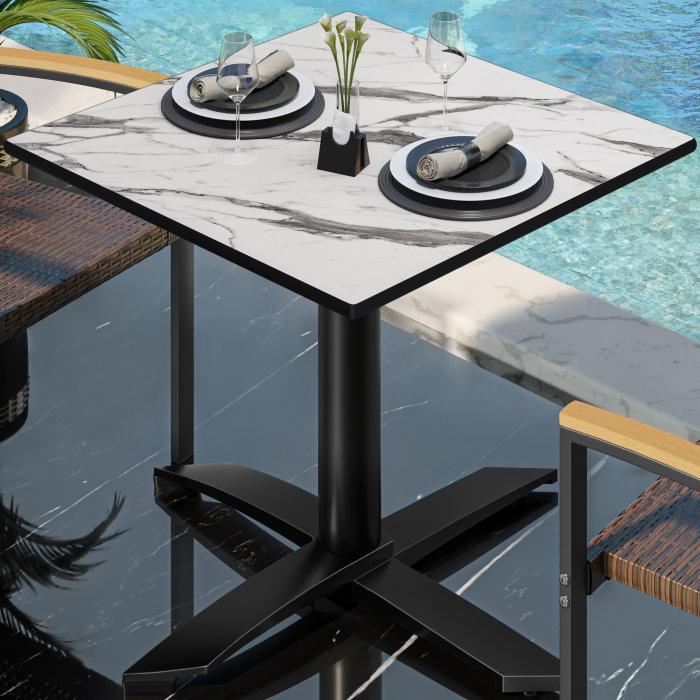 CPTG | Bistrobord | B:D:H 70 x 70 x 75 cm | Hvit marmor / aluminium svart | Ekstra vekt CPTG | Bistrobord | B:D:H 70 x 70 x 75 cm | Hvit marmor / aluminium svart | Ekstra vekt