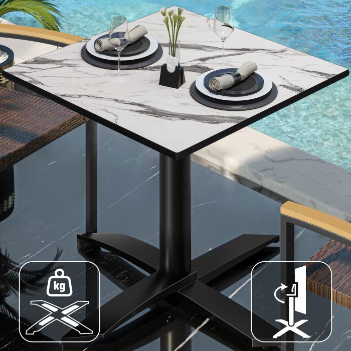CPTG | Bistrobord | B:D:H 70 x 70 x 75 cm | Hvit marmor / aluminium svart | Sammenleggbar/tilleggsvekt CPTG | Bistrobord | B:D:H 70 x 70 x 75 cm | Hvit marmor / aluminium svart | Sammenleggbar/tilleggsvekt