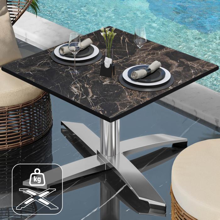 CPTG | Bistro loungetafel | B:D:H 70 x 70 x 39 cm | Cappuccino marmer / aluminium | Extra gewicht CPTG | Bistro loungetafel | B:D:H 70 x 70 x 39 cm | Cappuccino marmer / aluminium | Extra gewicht