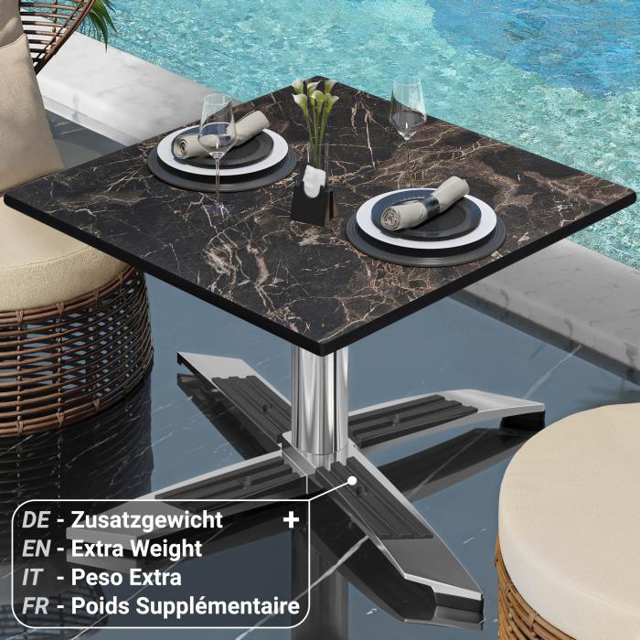 CPTG | Bistro loungetafel | B:D:H 70 x 70 x 39 cm | Cappuccino marmer / aluminium | Extra gewicht CPTG | Bistro loungetafel | B:D:H 70 x 70 x 39 cm | Cappuccino marmer / aluminium | Extra gewicht