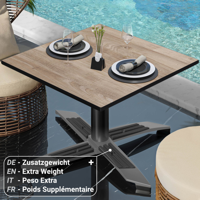 CPTG | Bistro salongbord | B:D:H 60 x 60 x 39 cm | Rustikk eik / aluminium svart | Ekstra vekt CPTG | Bistro salongbord | B:D:H 60 x 60 x 39 cm | Rustikk eik / aluminium svart | Ekstra vekt