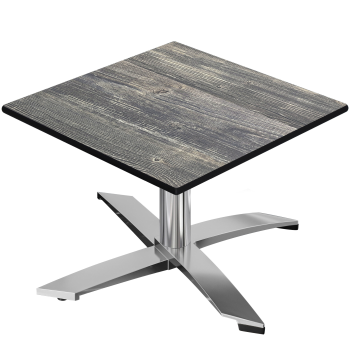 CPTG | Bistro Loungetisch | B:T:H 70 x 70 x 39 cm | Rustikal Kiefer / Aluminium | Zusatzgewicht