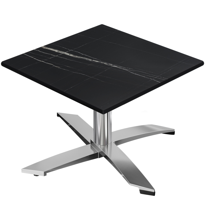 CPTG | Bistro Loungetisch | B:T:H 70 x 70 x 39 cm | Schwarz Marmor / Aluminium | Zusatzgewicht