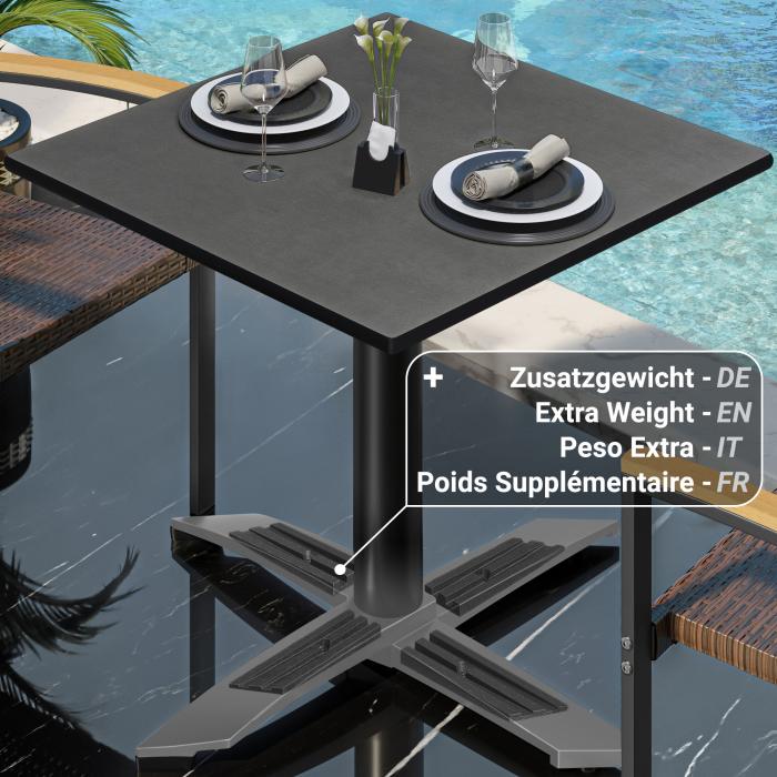 CPTG | Bistrobord | B:D:H 70 x 70 x 75 cm | Antrasitt / Aluminium Svart | Ekstra vekt CPTG | Bistrobord | B:D:H 70 x 70 x 75 cm | Antrasitt / Aluminium Svart | Ekstra vekt