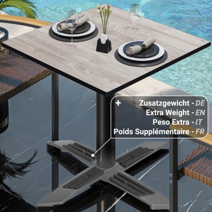 CPTG | Bistrobord | B:D:H 70 x 70 x 75 cm | Eik Hvit / Aluminium Svart | Ekstra vekt CPTG | Bistrobord | B:D:H 70 x 70 x 75 cm | Eik Hvit / Aluminium Svart | Ekstra vekt