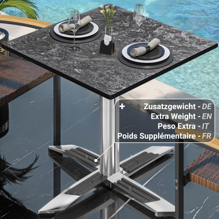 CPTG | Bistrobord | B:D:H 70 x 70 x 75 cm | Stein / aluminium | Ekstra vekt