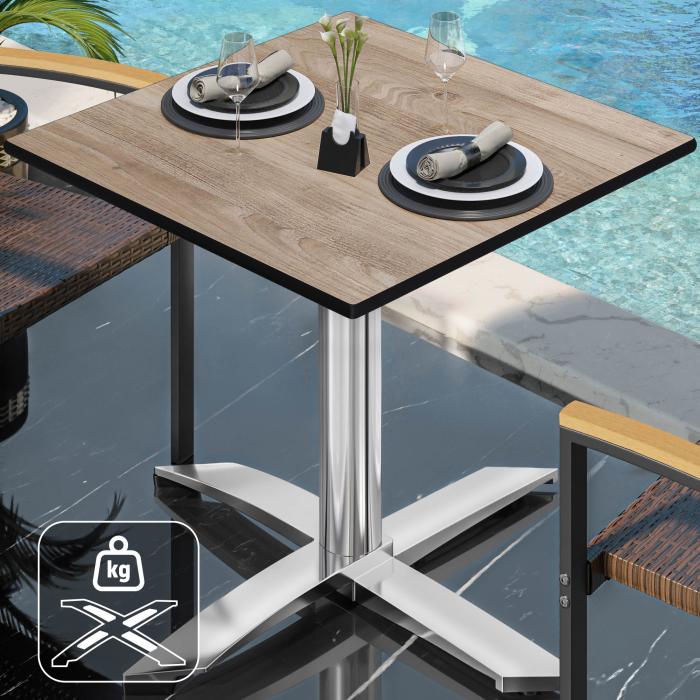 CPTG | Bistrobord | B:D:H 70 x 70 x 75 cm | Rustikk eik / aluminium | Ekstra vekt CPTG | Bistrobord | B:D:H 70 x 70 x 75 cm | Rustikk eik / aluminium | Ekstra vekt