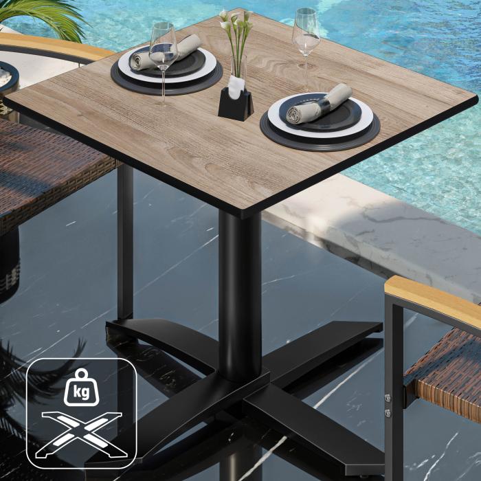 CPTG | Bistrobord | B:D:H 70 x 70 x 75 cm | Rustikk eik / aluminium svart | Ekstra vekt