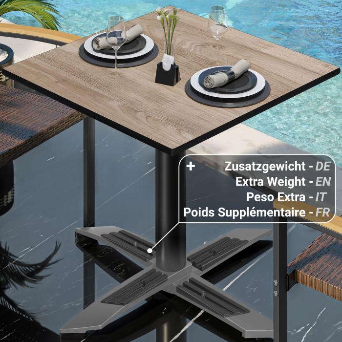 CPTG | Bistrobord | B:D:H 70 x 70 x 75 cm | Rustikk eik / aluminium svart | Ekstra vekt