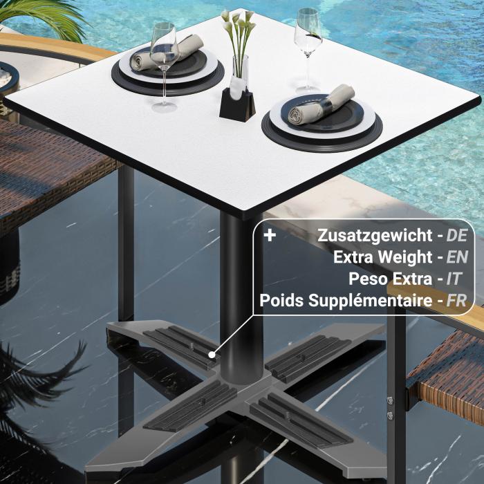 CPTG | Bistrobord | B:D:H 70 x 70 x 75 cm | Hvit / Aluminium Svart | Ekstra vekt CPTG | Bistrobord | B:D:H 70 x 70 x 75 cm | Hvit / Aluminium Svart | Ekstra vekt