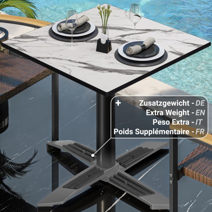 CPTG | Bistrobord | B:D:H 70 x 70 x 75 cm | Hvit marmor / aluminium svart | Ekstra vekt CPTG | Bistrobord | B:D:H 70 x 70 x 75 cm | Hvit marmor / aluminium svart | Ekstra vekt