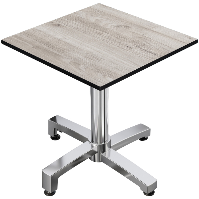 CPBC | Mesa Bistro HPL | An:Pr:Al 70 x 70 x 78 cm | Roble-Blanco / Aluminio | Plegable + peso adicional | Cuadrada