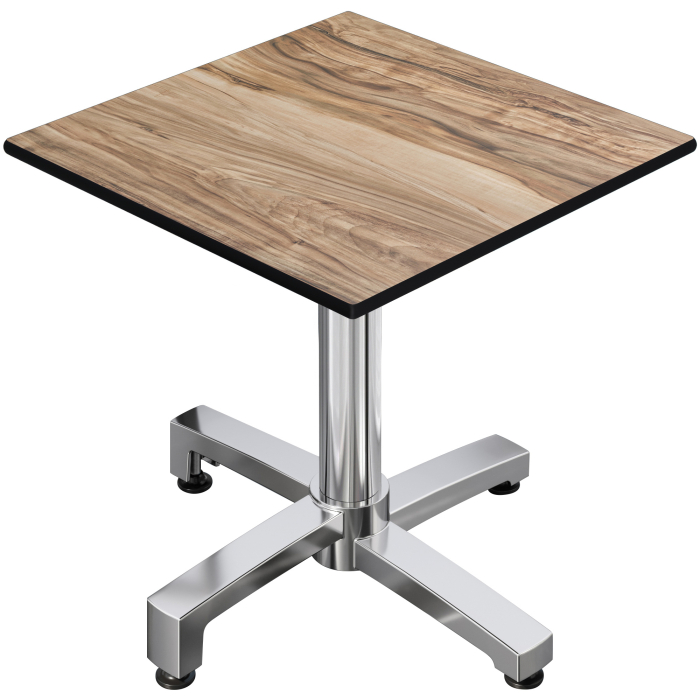 CPBC | Mesa Bistro HPL | An:Pr:Al 70 x 70 x 78 cm | Sheesham / Aluminio | Plegable + peso adicional | Cuadrada