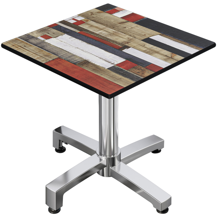 CPBC | HPL bistrobord | B:D:H 60 x 60 x 78 cm | Vintage Fargerike / Aluminium | Sammenleggbar + ekstra vekt | Torget