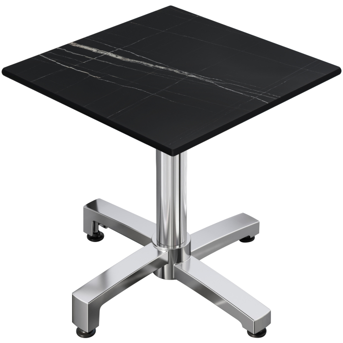 CPBC | HPL Bistrotafel | B:D:H 60 x 60 x 78 cm | Zwart marmer / aluminium | Opvouwbaar + extra gewicht | Vierkant