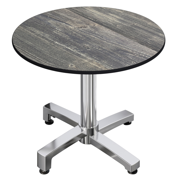 CPBC | Mesa Bistro HPL | Ø:H 60 x 78 cm | Pino Rústico / Aluminio | Peso Adicional | Redonda