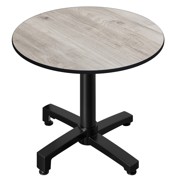 CPBC | HPL table de bistrot | Ø:H 60 x 78 cm | Chêne blanc / Aluminium noir | Pliable + poids supplémentaire | Rond
