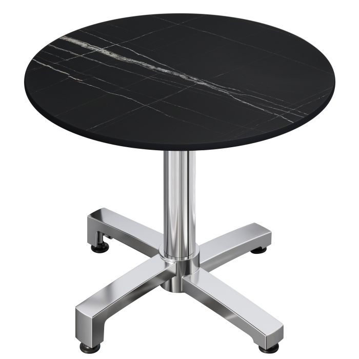 CPBC | Tavolo da bistrot in HPL | Ø:H 60 x 78 cm | Marmo nero / Alluminio | Peso aggiuntivo | Rotondo