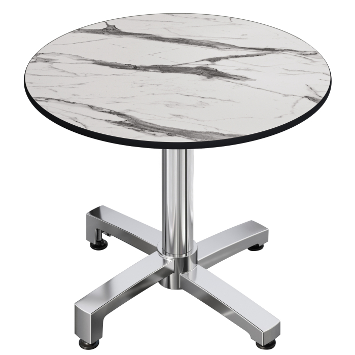 CPBC | HPL Bistrotafel | Ø:H 70 x 78 cm | Wit marmer / aluminium | Opvouwbaar + extra gewicht | Rond