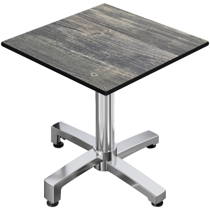 CPBC | HPL Bistro Table | W:D:H 70 x 70 x 78 cm | Rustic Pine / Aluminium | Składany + dodatkowy ciężar | Kwadratowy