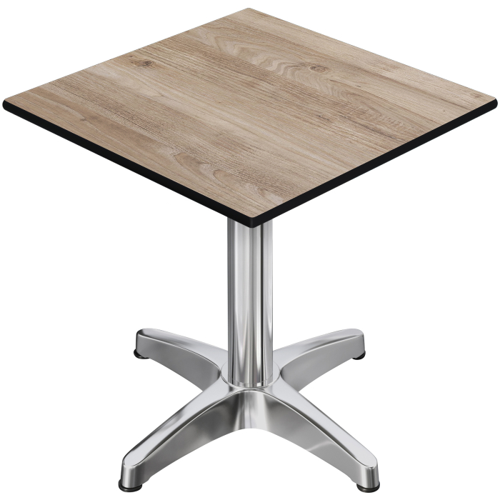 CPBL | HPL Bistro Tisch | B:T:H 60 x 60 x 78 cm | Eiche / Aluminium | Klappbar + Zusatzgewicht | Quadratisch