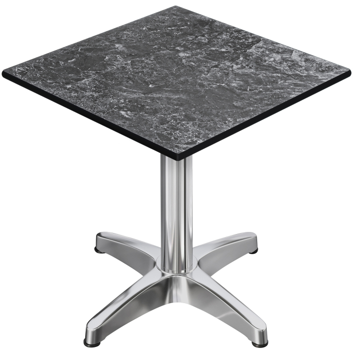 CPBL | HPL Bistro Tisch | B:T:H 60 x 60 x 78 cm | Felsen / Aluminium | Klappbar + Zusatzgewicht | Quadratisch