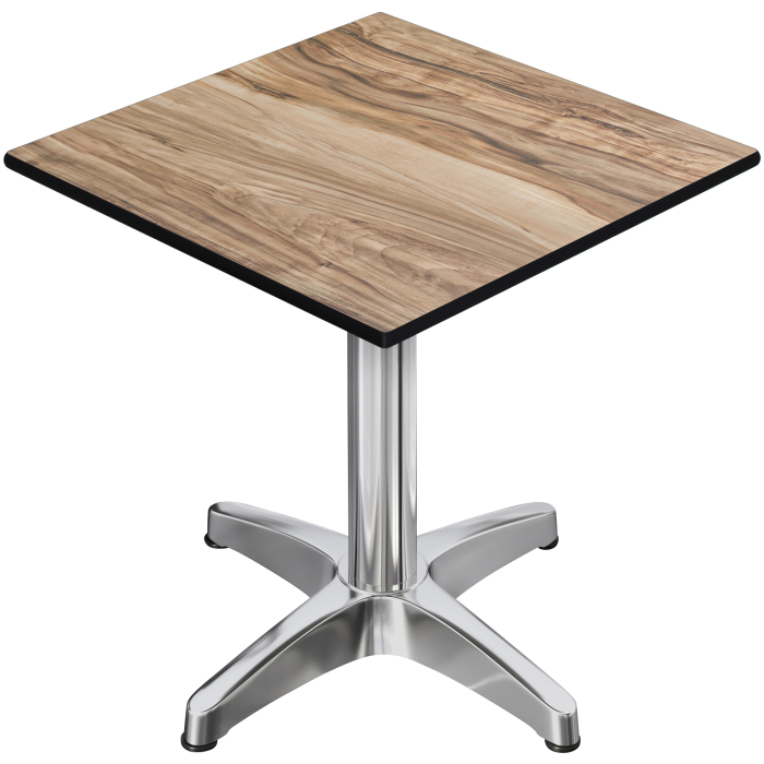CPBL | HPL Bistro Tisch | B:T:H 60 x 60 x 78 cm | Sheesham / Aluminium | Klappbar + Zusatzgewicht | Quadratisch