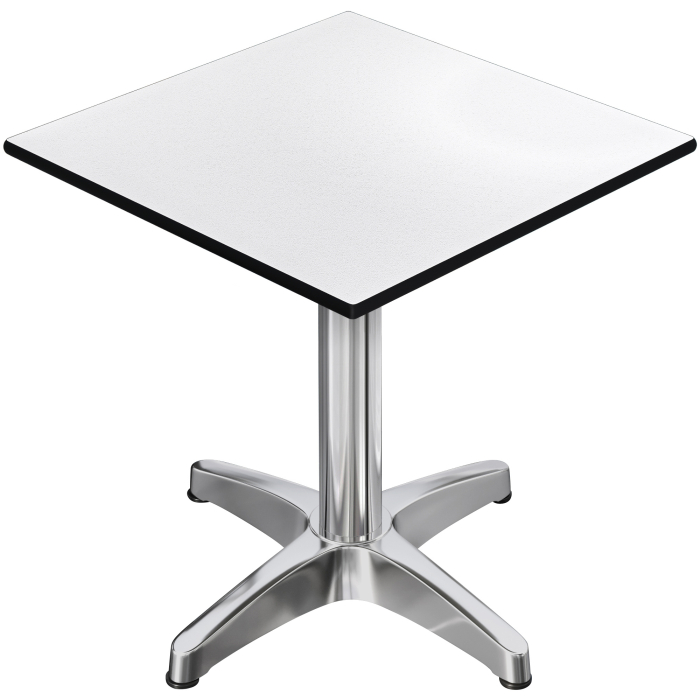 CPBL | HPL Bistro Tisch | B:T:H 60 x 60 x 78 cm | Weiß / Aluminium | Klappbar + Zusatzgewicht | Quadratisch