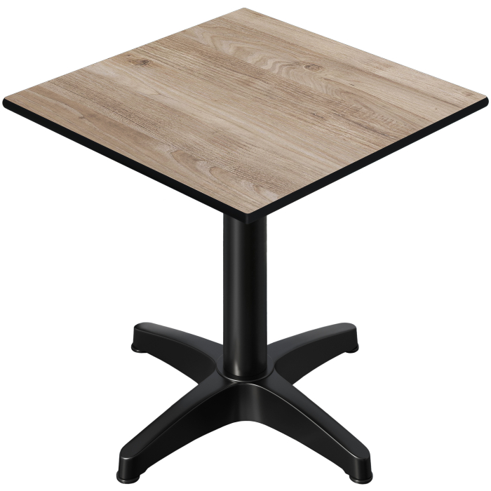 CPBL | HPL Bistro Tisch | B:T:H 70 x 70 x 78 cm | Eiche / Aluminium | Klappbar + Zusatzgewicht | Quadratisch