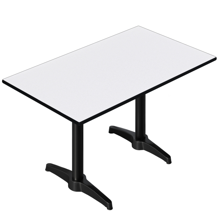 CPBL | Tavolo bistrot in HPL | L:P:H 120 x 70 x 78 cm | bianco / nero alluminio | peso aggiuntivo | rettangolare