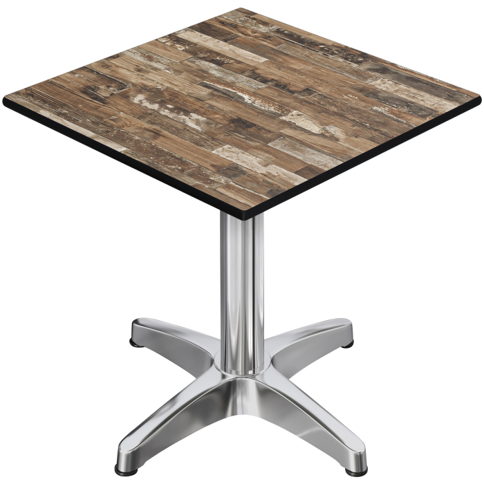 CPBL | Tavolo da bistrot in HPL | L:P:H 60 x 60 x 78 cm | Vintage Old / Alluminio | Peso aggiuntivo | Quadrato
