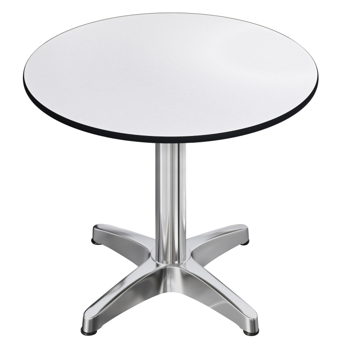 CPBL | Tavolo da bistrot in HPL | Ø:H 60 x 78 cm | Bianco / Alluminio | Pieghevole + peso aggiuntivo | Rotondo