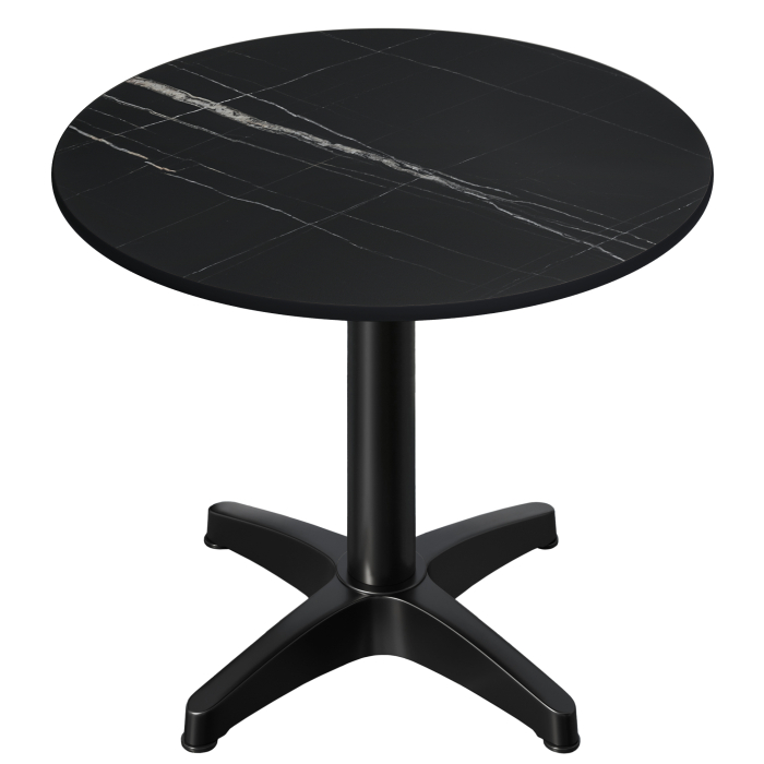 CPBL | HPL bistro table | Ø:H 60 x 78 cm | black marble / aluminium black | additional weight | round