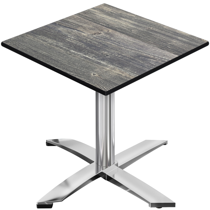 CPTG | Bistro Tisch | B:T:H 60 x 60 x 75 cm | Rustikal Kiefer / Aluminium | Klappbar/ Zusatzgewicht