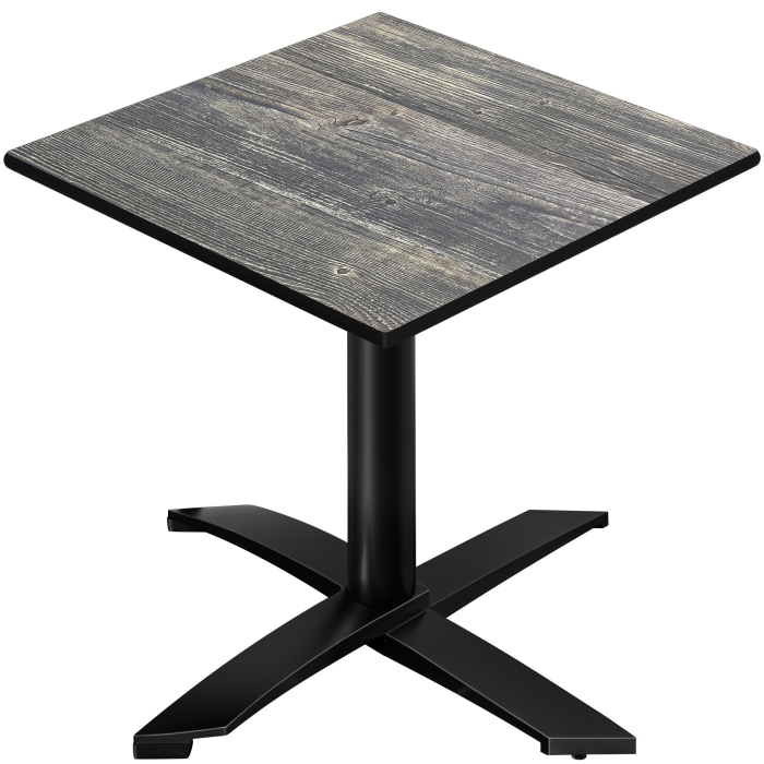 CPTG | Bistro Tisch | B:T:H 60 x 60 x 75 cm | Rustikal Kiefer / Aluminium Schwarz | Klappbar/ Zusatzgewicht