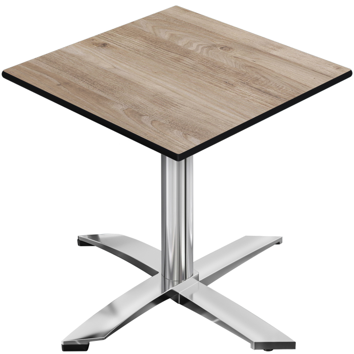 CPTG | Bistro Tisch | B:T:H 70 x 70 x 75 cm | Rustikal Eiche / Aluminium | Klappbar/ Zusatzgewicht