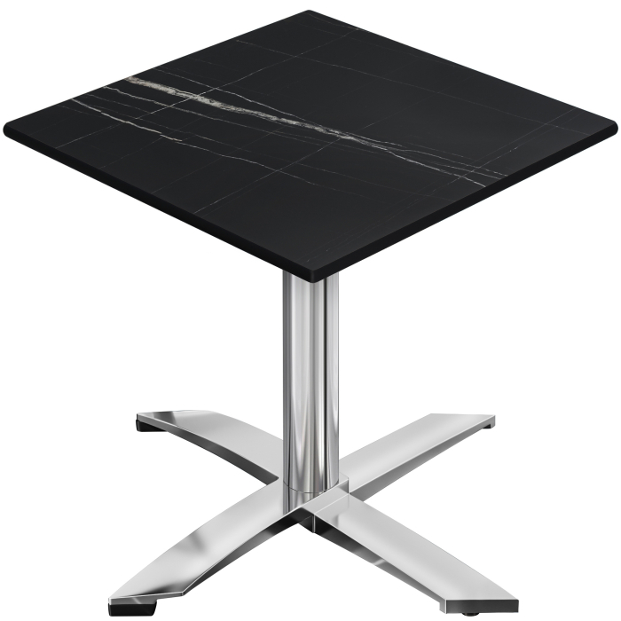 CPTG | Tavolo da bistrot | L:P:H 70 x 70 x 75 cm | Marmo nero / alluminio | Pieghevole / peso aggiuntivo