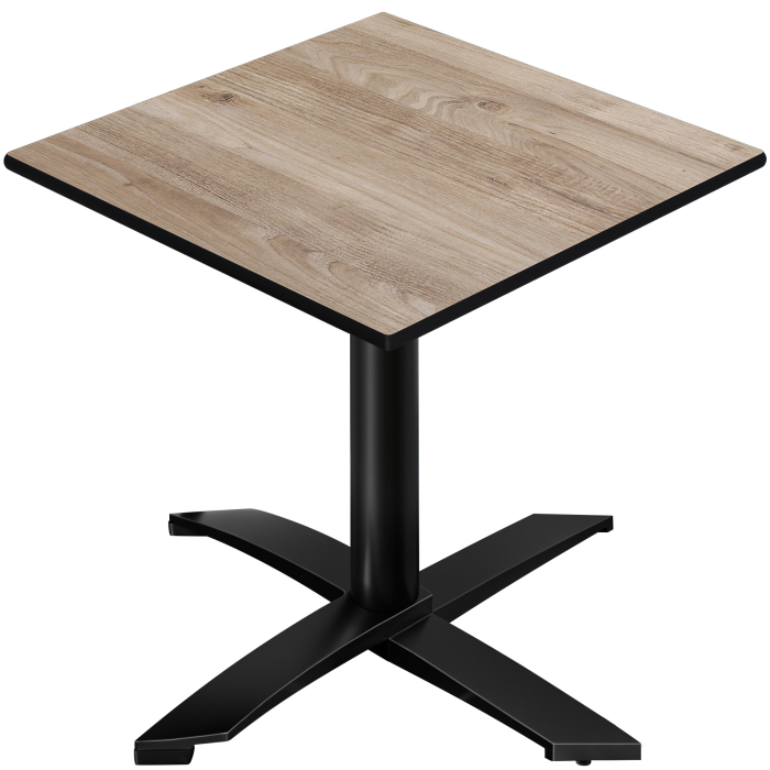 CPTG | Table de bistrot | L:P:H 70 x 70 x 75 cm | Chêne rustique / Aluminium noir | Pliable/ Poids supplémentaire