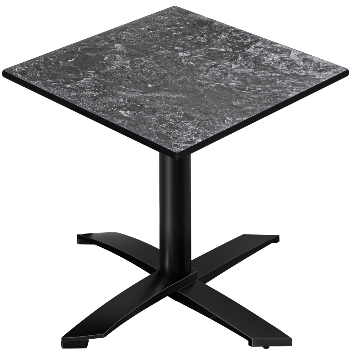 CPTG | Table Bistro | L:P:H 70 x 70 x 75 cm | Roche / Aluminium Noir | Pliable/ Poids supplémentaire
